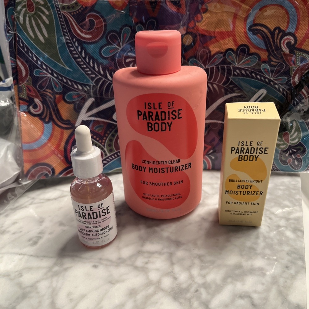 ISLE of PARADISE Self Tanning Bundle: Body Polish , Dark Self tan Drops 3 Pc